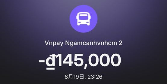 ルーフトップバスの支払い画面。145,000ドン